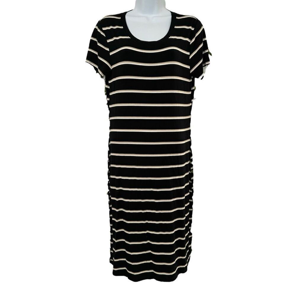 Spencer Jeremy Black Striped Dress Size Medium
